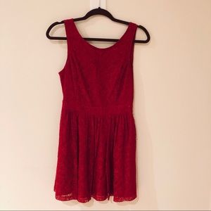 Lace Red Cross Back Dress